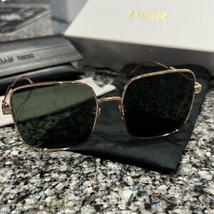 Dior Cannage Dark Gradient S1U Square Sunglasses Gold Rim